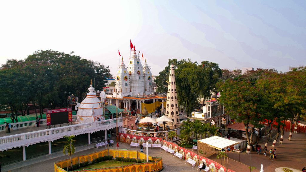 Drone view of mandir Parisar on Till-Chaturthi