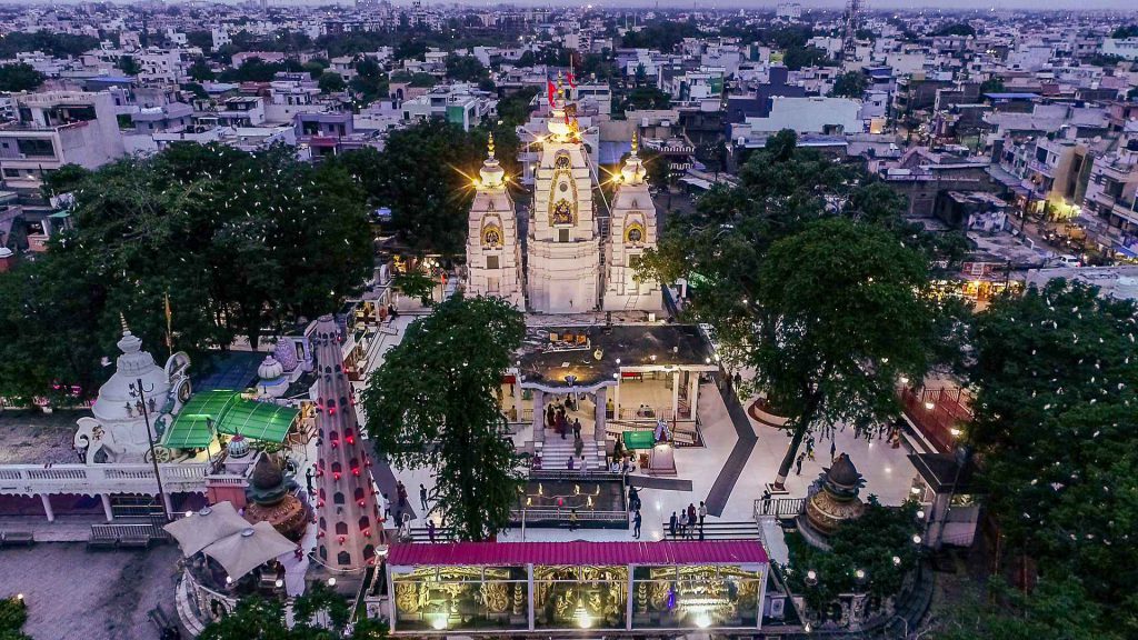 Drone view of mandir parisar on pravasi bhartiya sammelan And till-chaturthi
