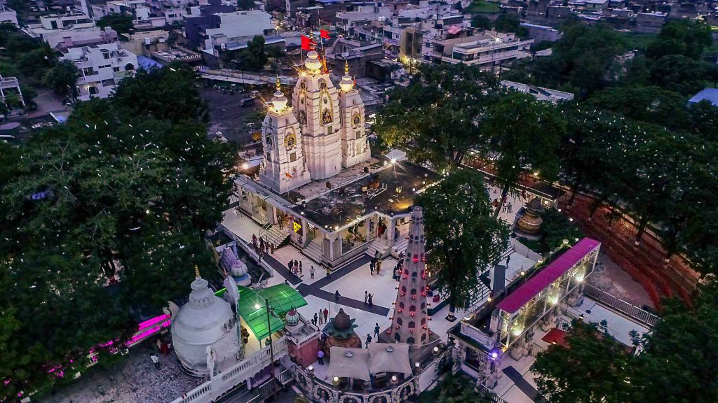 Drone view of mandir parisar on pravasi bhartiya sammelan And till-chaturthi
